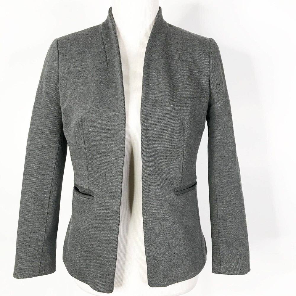 J. Crew 365 Going Out Stretch Twill Blazer Jacket Womens Size 6 Grey Open Front